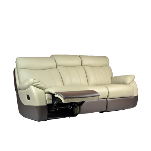Fabia 3 Seater Recliner Sofa, Half Leather - Novena Furniture Singapore