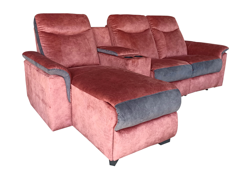 Janus L-Shaped Recliner Sofa with Console Box, Fabric - Novena Furniture Singapore