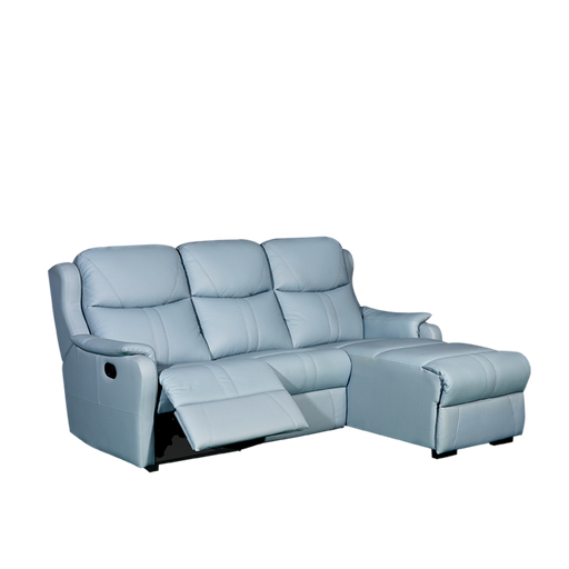 Skylar L-Shaped Recliner Sofa, Half Leather - Novena Furniture Singapore