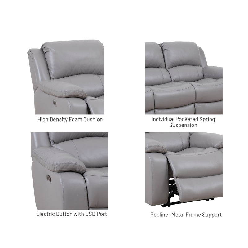 Elza 2 Seater Electric Recliner Sofa, Half Leather - Novena Furniture Singapore