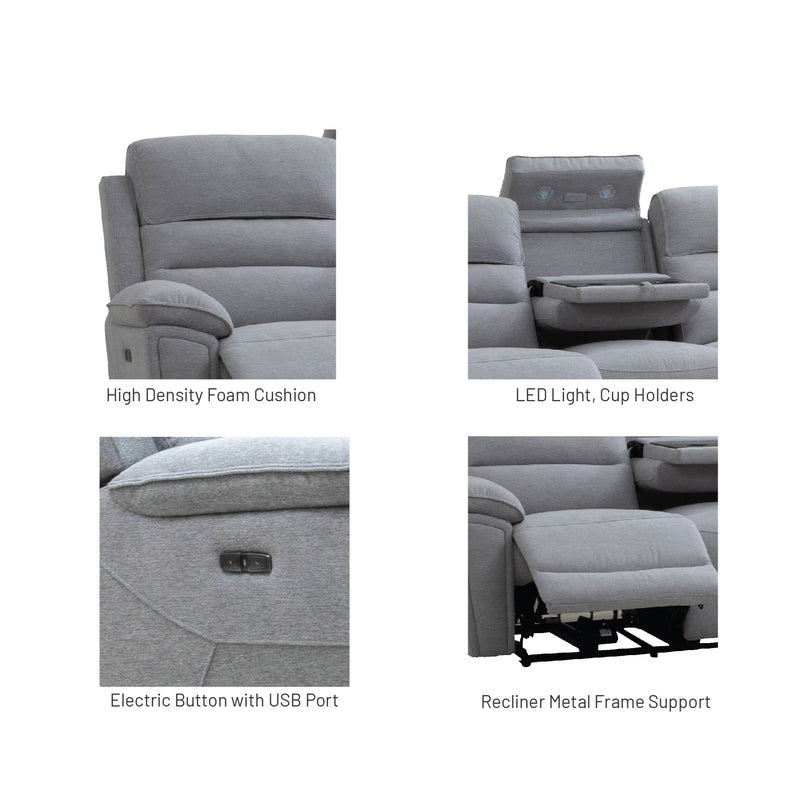 Ouran 2 Seater Electric Recliner Sofa, Fabric - Novena Furniture Singapore