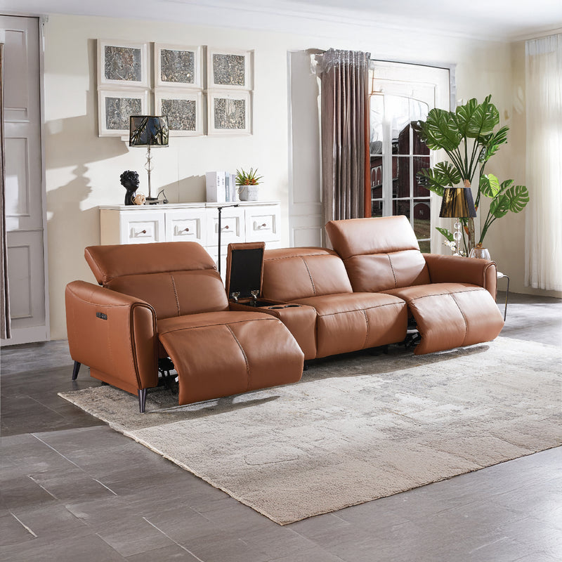 Kazuno 3.5 Electric Recliner Sofa (without Console Box), Half Leather - Novena Furniture Singapore