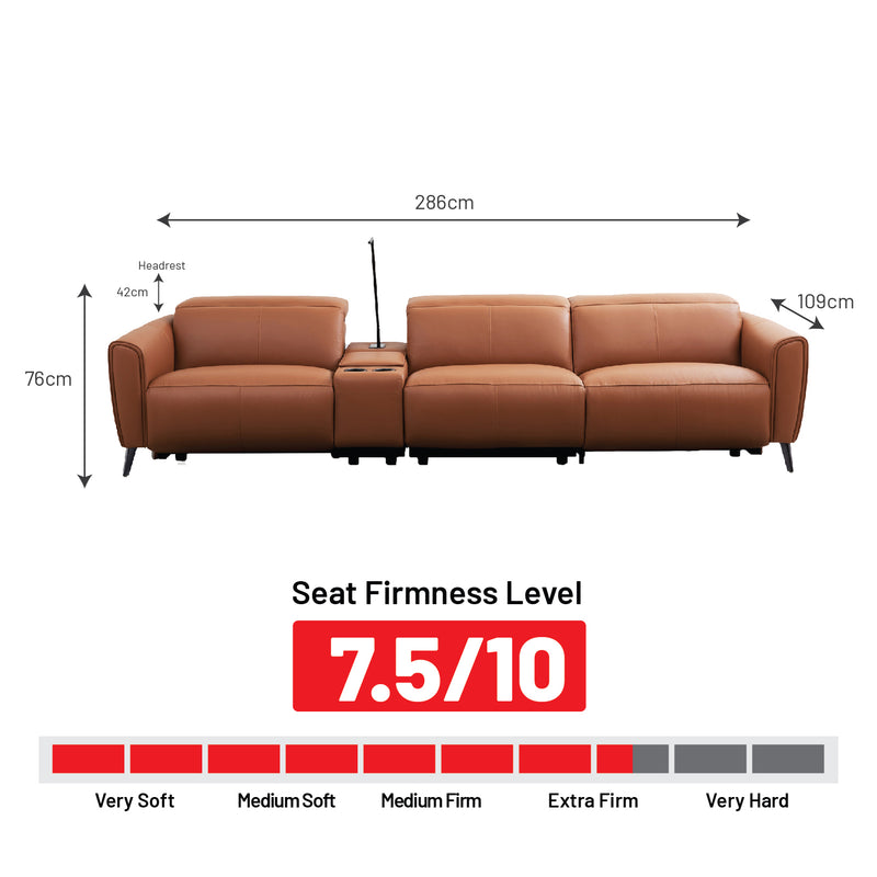 Kazuno 3.5 Electric Recliner Sofa (without Console Box), Half Leather - Novena Furniture Singapore
