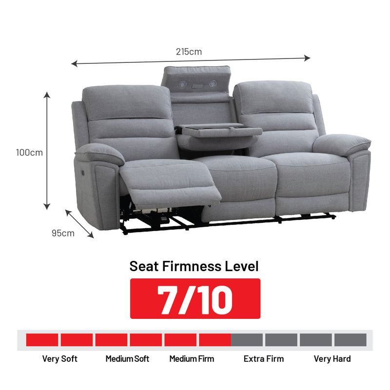 Ouran 3 Seater Electric Recliner Sofa, Fabric - Novena Furniture Singapore