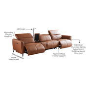 Kazuno 3.5 Electric Recliner Sofa (without Console Box), Half Leather - Novena Furniture Singapore