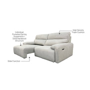 Bruno 2.5 Seater Electric Sofa, Fabric - Novena Furniture Singapore