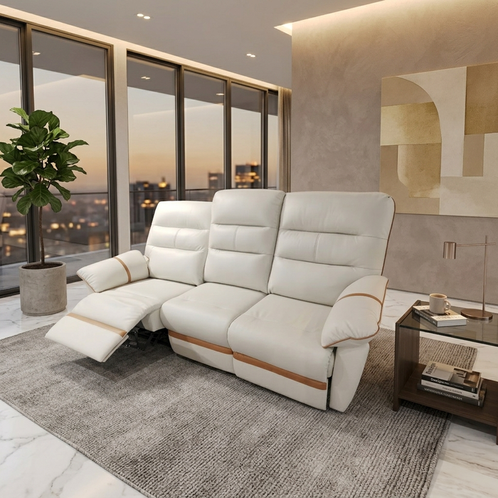 Apollos 3 Seater Recliner Sofa, Half Leather