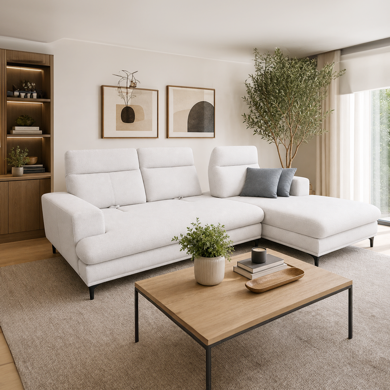 Ashley L-shaped Push-Back Sofa, Water Resistant Fabric