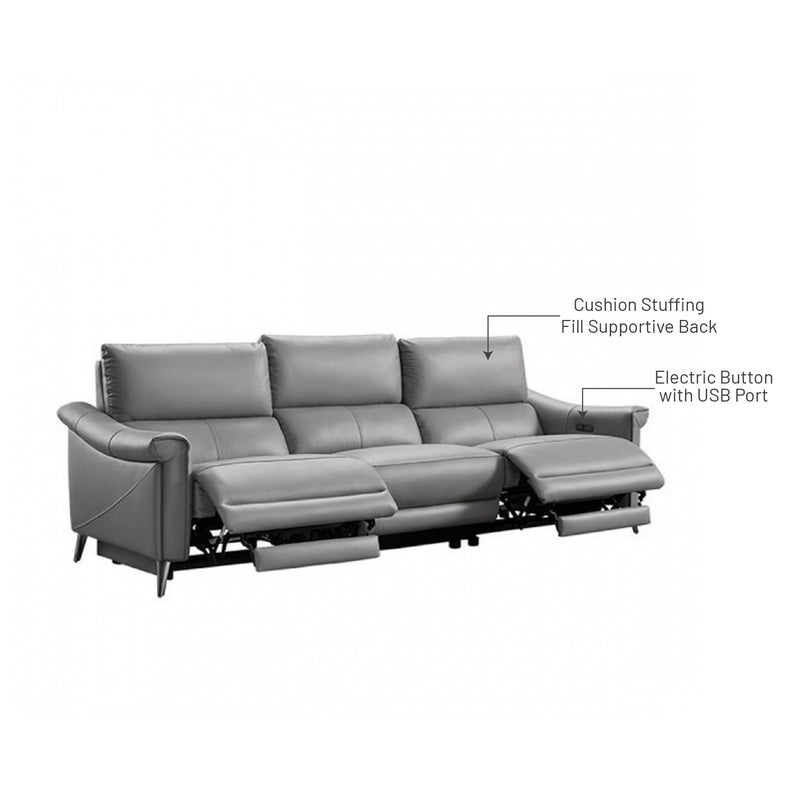 Bailey 3 Seater Electric Incliner Sofa, Genuine Cowhide Leather - Novena Furniture Singapore