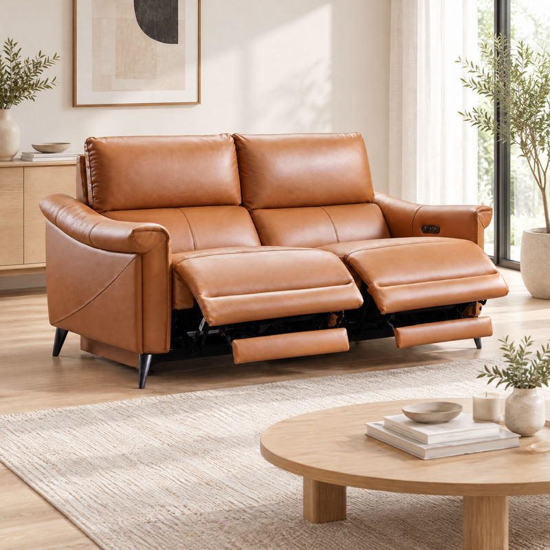 Bailey ２ Seater Electric Incliner Sofa, Genuine Cowhide Leather