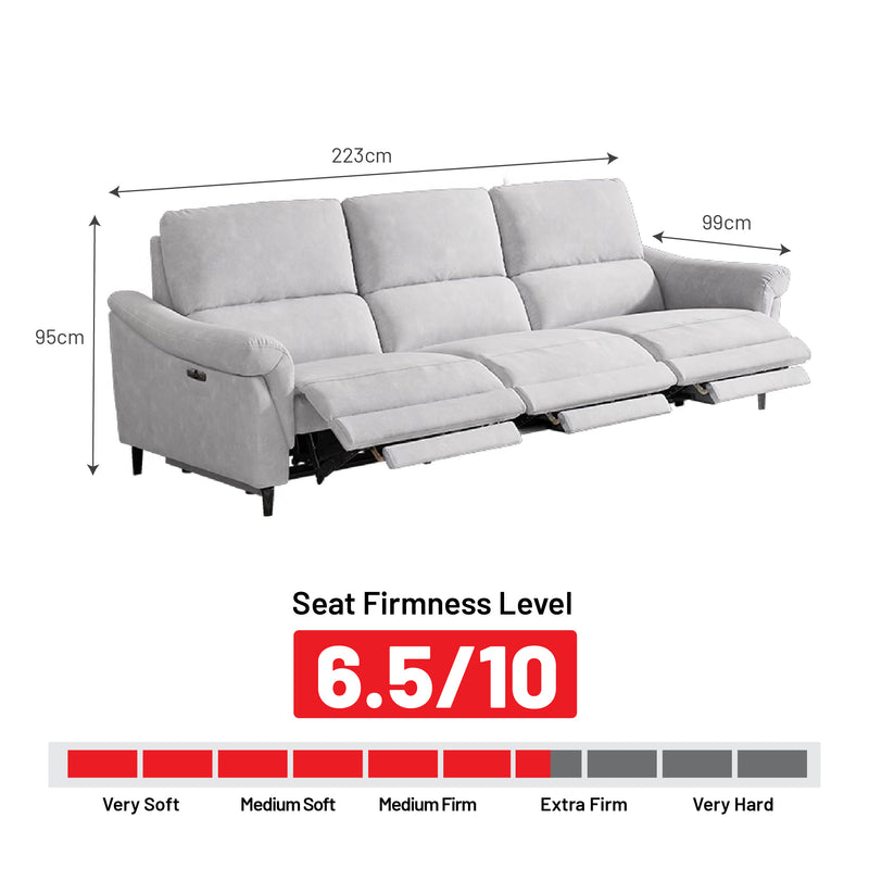 Becky 3 Seater Electric Incliner Sofa, Fabric - Novena Furniture Singapore