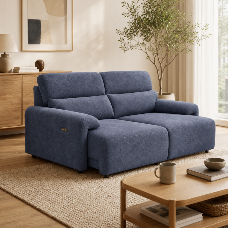 Bruno 2.5 Seater Electric Sofa, Fabric (Blue)