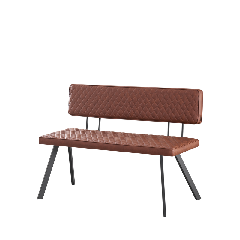 Cabin Dining Bench, Synthetic Leather - Vintage Brown - Novena Furniture Singapore