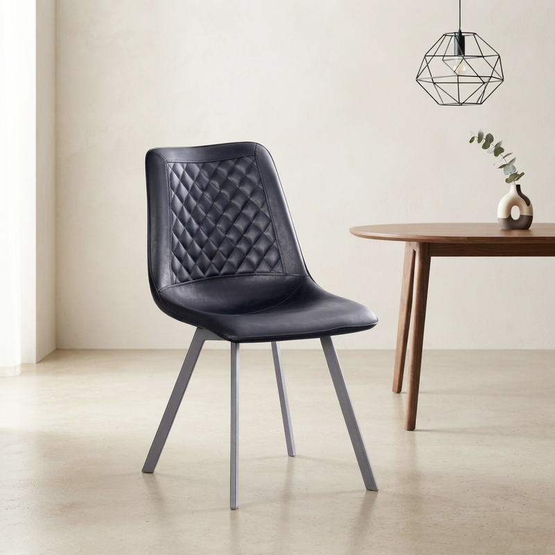 Cabin Dining Chair, Synthetic Leather - Jet Black