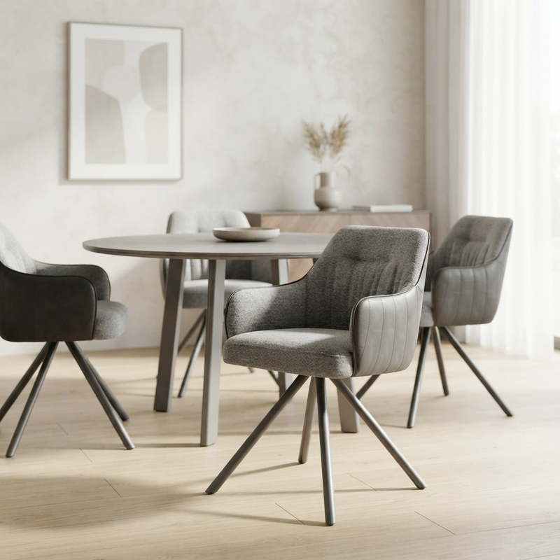 Capri Swivel Dining Chair, Fabric - Grey