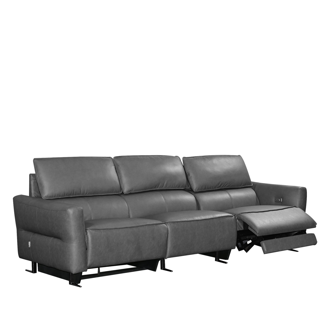 Caron 3.5 Seater Electric Recliner Sofa, Half Leather Novena