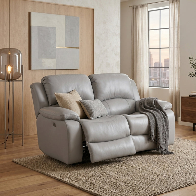 Elza 2 Seater Electric Recliner Sofa, Half Leather