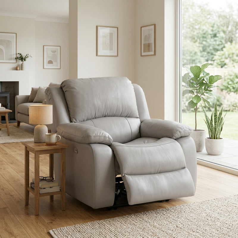 Elza Electric Recliner Armchair, Half Leather