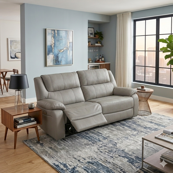 Jayno 2 Seater Recliner Sofa, Half Leather