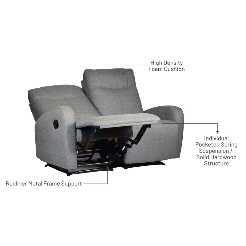 Hampton II 2 Seater Recliner, Fabric - Novena Furniture Singapore