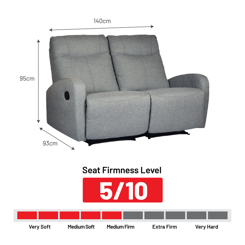 Hampton II 2 Seater Recliner, Fabric - Novena Furniture Singapore
