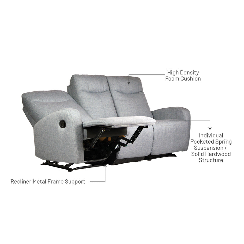 Hampton II 3 Seater Recliner Sofa, Fabric - Novena Furniture Singapore