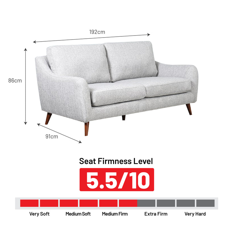Hana II 3 Seater Sofa, Fabric - Novena Furniture Singapore