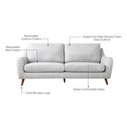 Hana II 3 Seater Sofa, Fabric - Novena Furniture Singapore