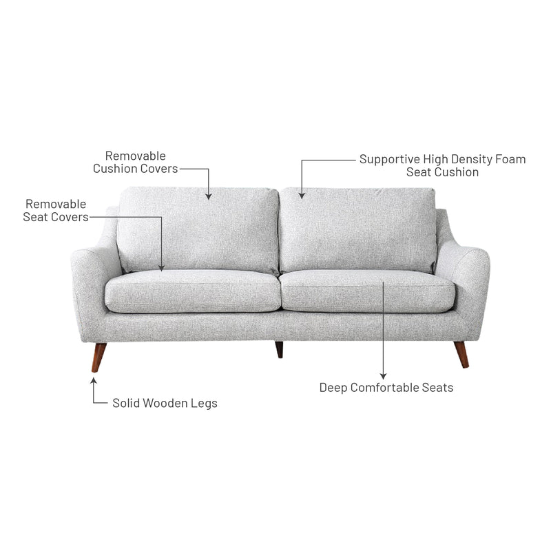 Hana II 3 Seater Sofa, Fabric - Novena Furniture Singapore