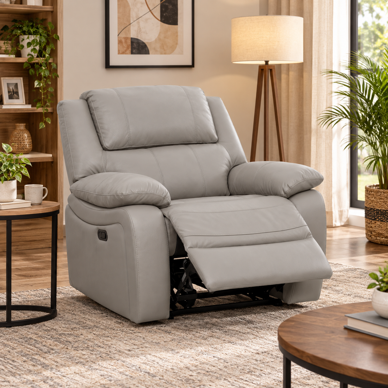 Jayno Recliner Armchair Sofa, Half Leather