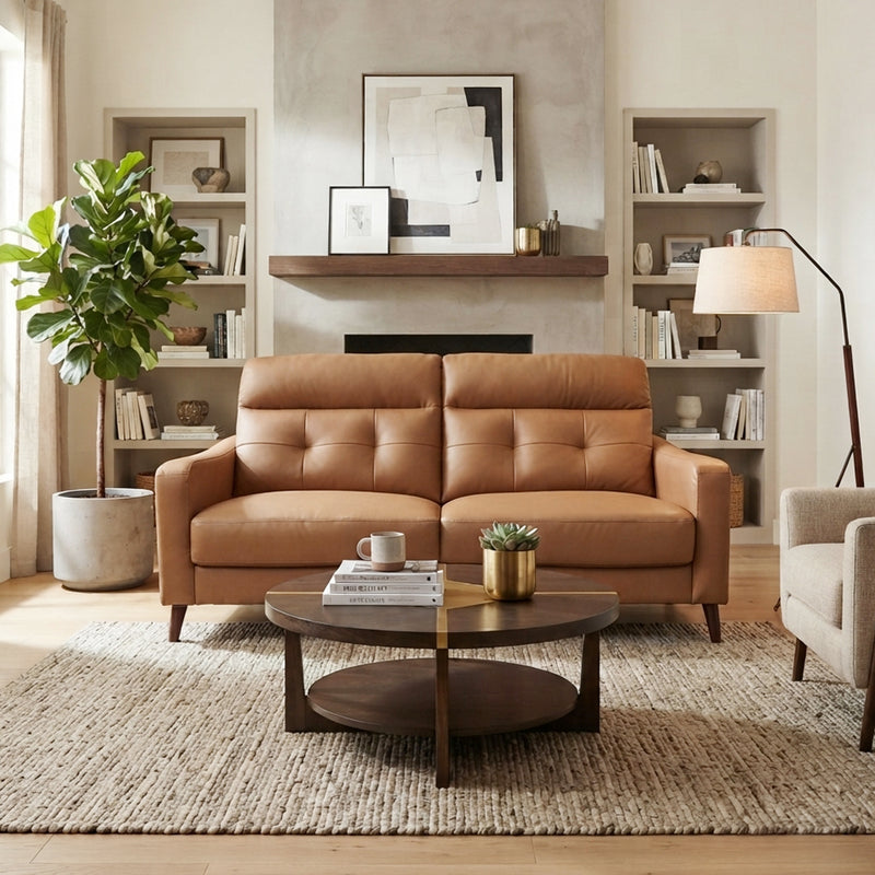 Jerome 2 Seater Sofa, Half Leather