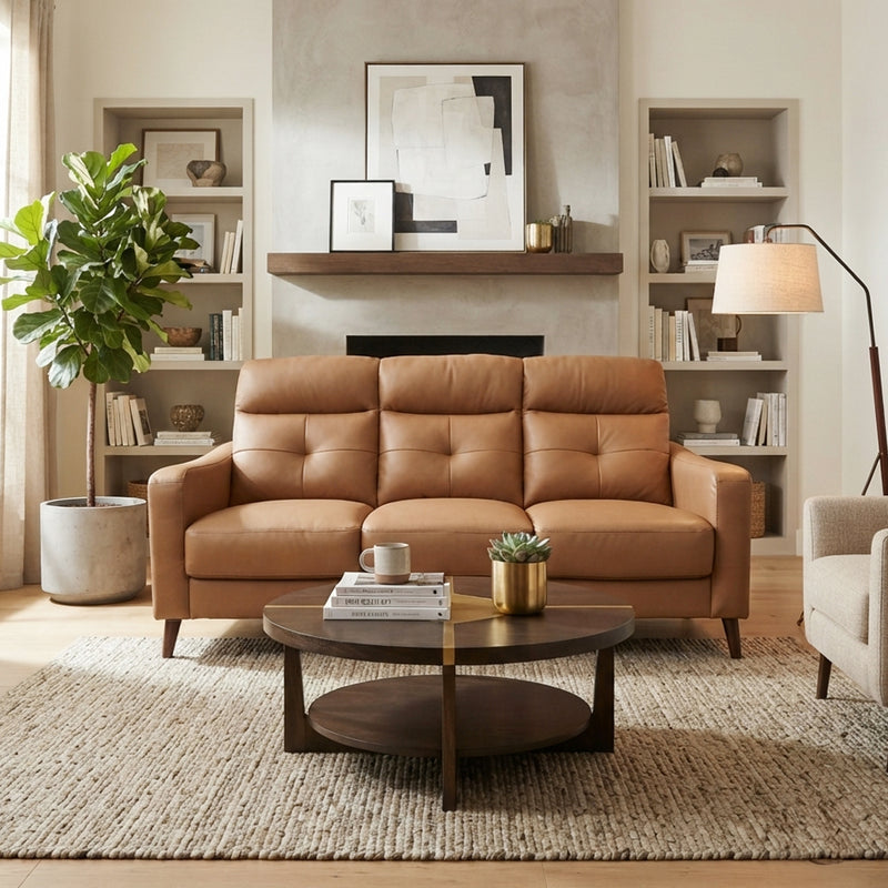 Jerome 3 Seater Sofa, Half Leather