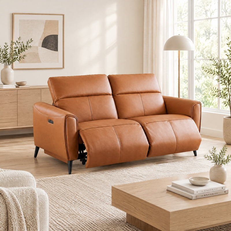 Kazuno 2 Seater Recliner Sofa, Half Leather