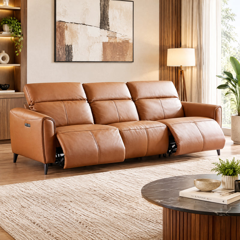 Kazuno 3.5 Seater Recliner Sofa, Half Leather