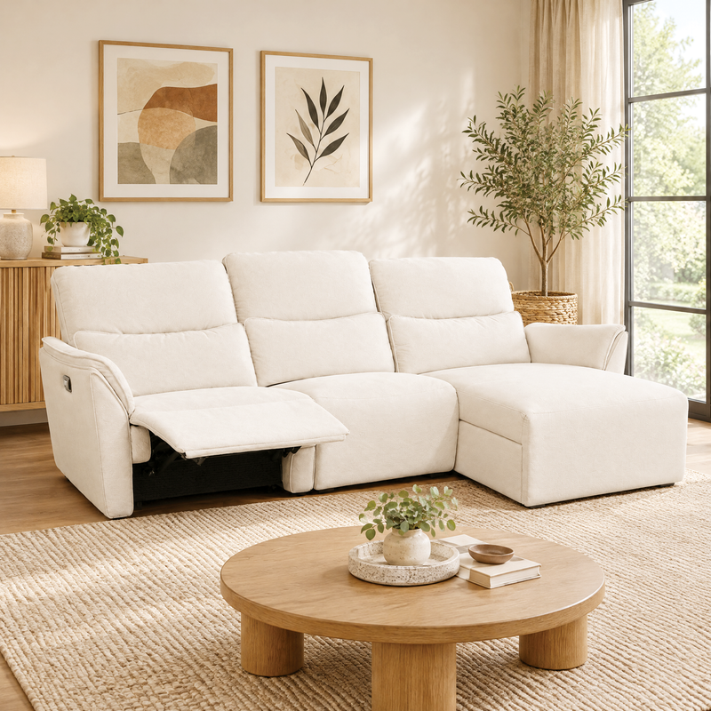 Laney L-shaped Recliner Sofa, Water Resistant Fabric