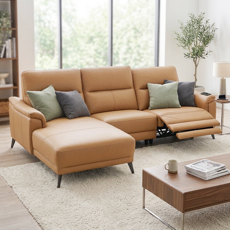 Lawson L-shaped Recliner Sofa, Half Leather