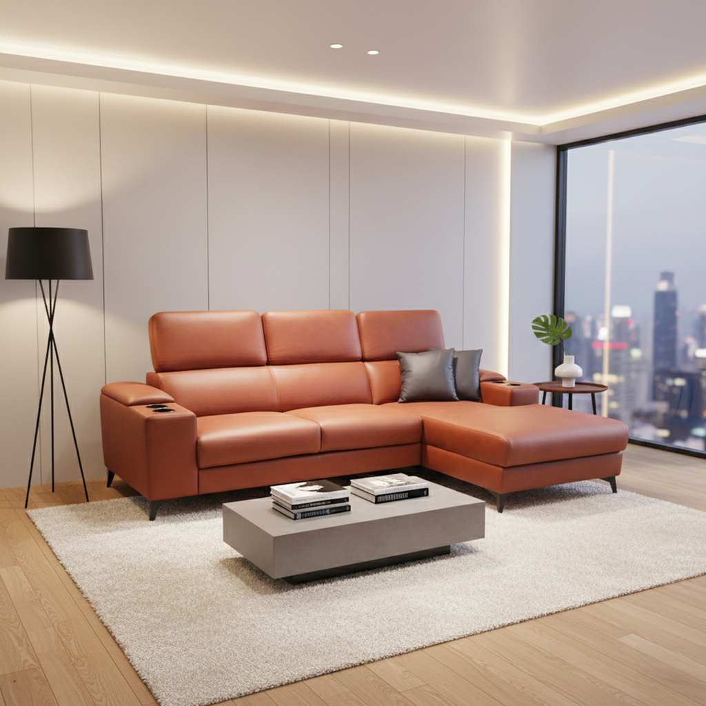 家具 spring L sofa Leonardo L-Shaped Sofa, Water Resistant Fabric — Novena Furniture
