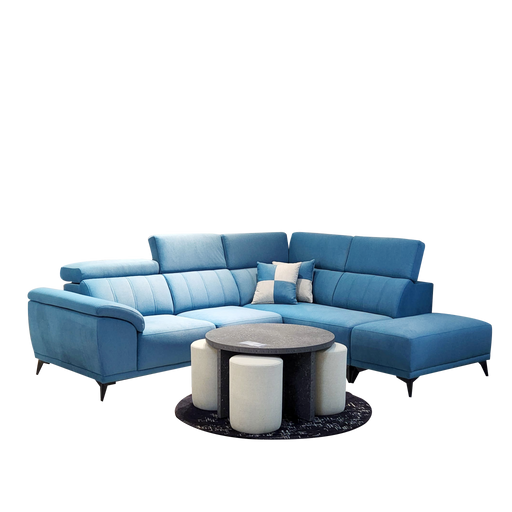 Martha 2.5 Seater Corner Sofa with stool , Water Repellent Fabric - Novena Furniture Singapore