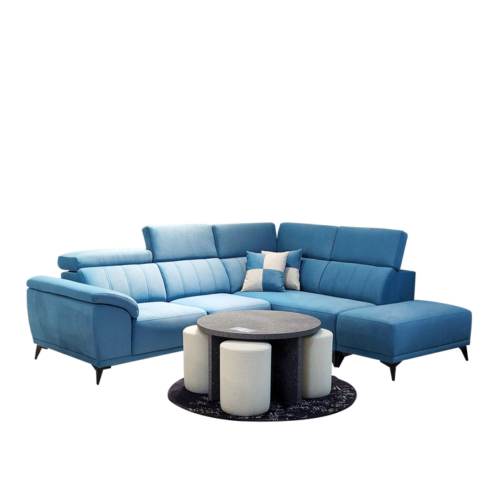 Martha 2.5 Seater Corner Sofa with stool , Water Repellent Fabric - Novena Furniture Singapore