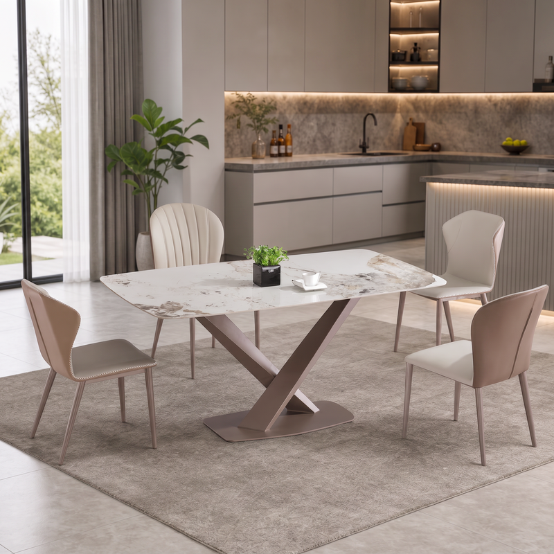 Cory Sintered Stone Dining Table (Carbon Steel Leg)