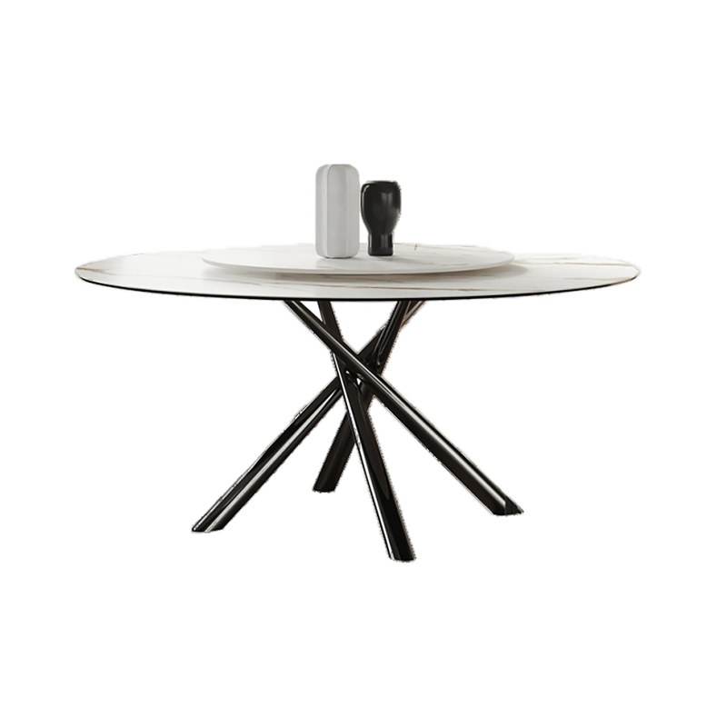 Gather Sintered Stone Dining Table with Bottom Plate (Carbon Steel Black Titanium Leg)