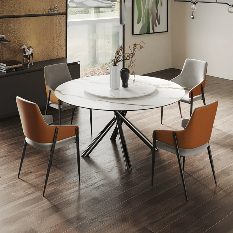 Gather Sintered Stone Dining Table with Bottom Plate (Carbon Steel Black Titanium Leg)