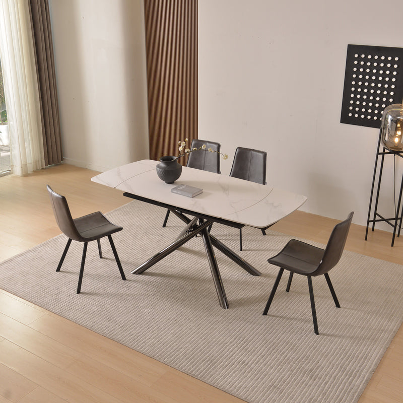 Regal Sintered Stone Functional Dining Table (Carbon Steel Black Sand Leg)