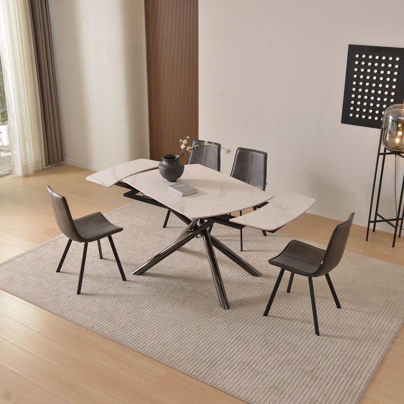 Regal Sintered Stone Functional Dining Table (Carbon Steel Black Sand Leg)