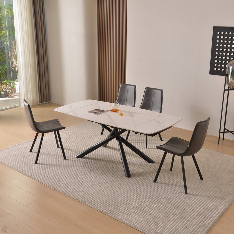 Regal Sintered Stone Functional Dining Table (Carbon Steel Black Sand Leg)