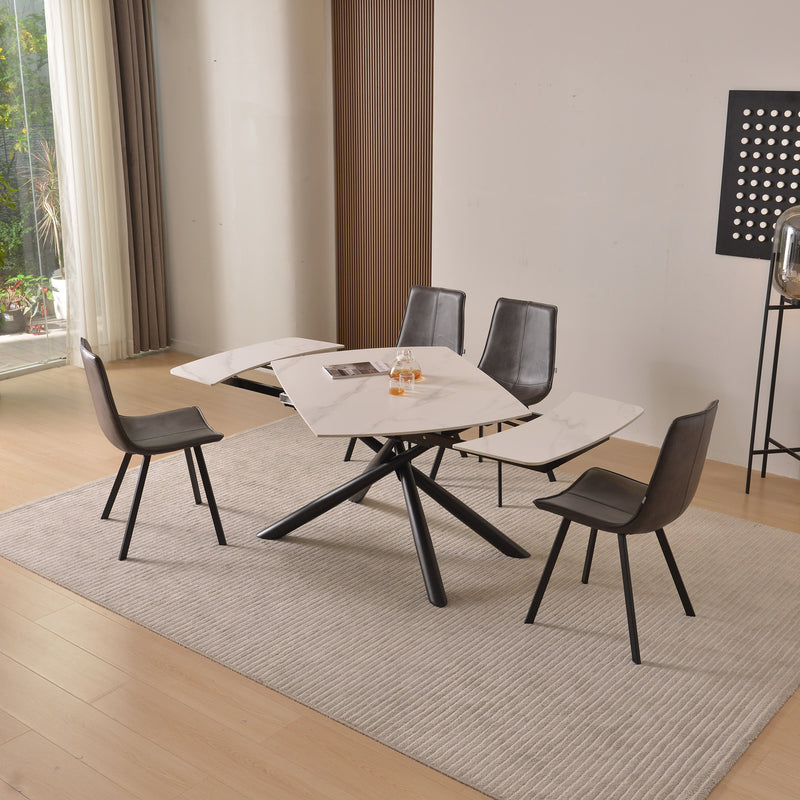 Regal Sintered Stone Functional Dining Table (Carbon Steel Black Sand Leg)