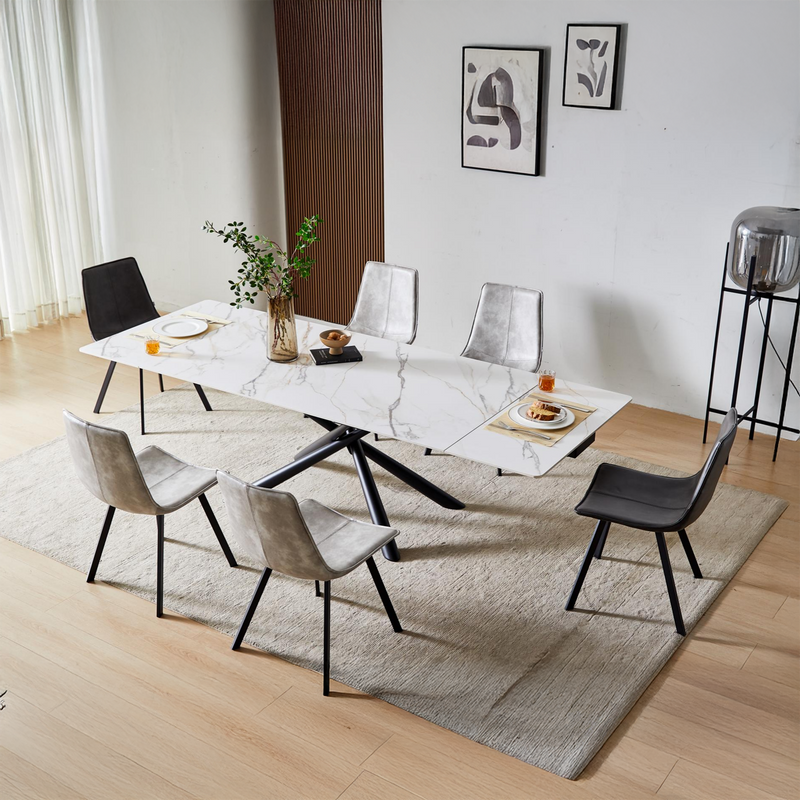 Amber Sintered Stone Functional Dining Table (Carbon Steel Black Sand Leg)