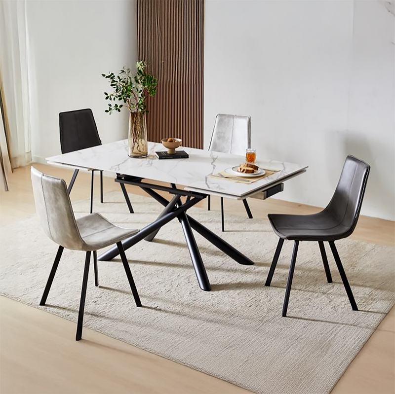 Amber Sintered Stone Functional Dining Table (Carbon Steel Black Sand Leg)