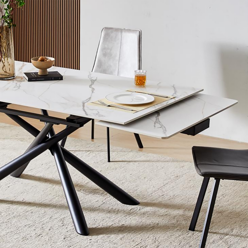 Amber Sintered Stone Functional Dining Table (Carbon Steel Black Sand Leg)