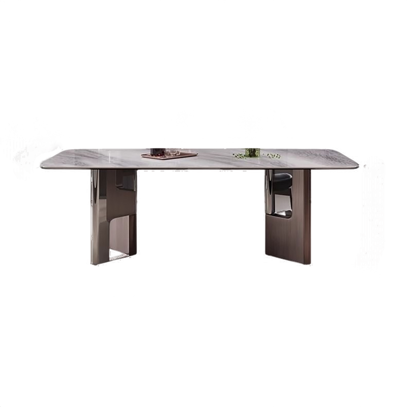 Prestige Sintered Stone Dining Table (Stainless Steel + Splint Veneer)